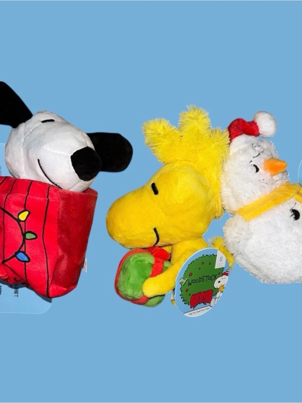 Peanuts Yellow Woodstock Toy Holiday Snowman & Snoopy Pocket Dog Bark Box NWT